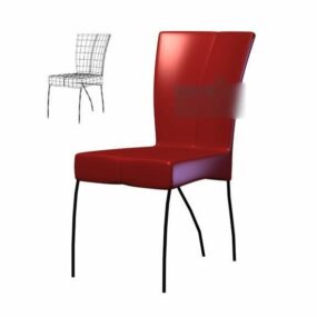 红色塑料椅子简约风格3d模型