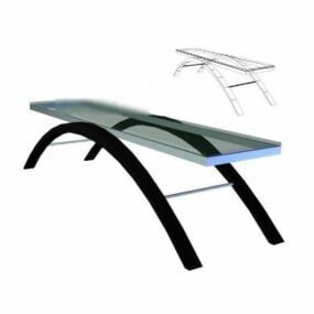 Glass Coffee Table Curved Leg V1 3d model
