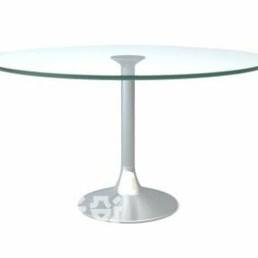 Round Glass Coffee Table One Leg 3d model