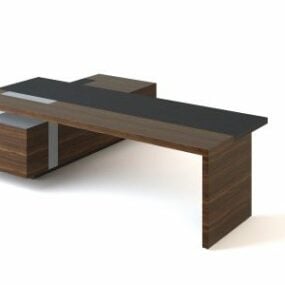 L Shaped Desk With Side Cabinet 3d model