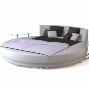 เตียงเรียบง่ายโมเดล 3 มิติไม้สีน้ำตาลเข้ม