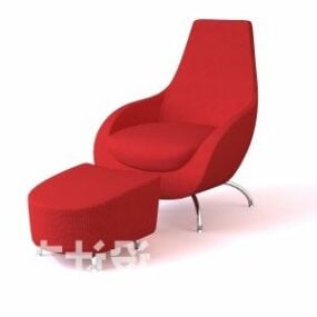 3д модель дивана-реклайнера красного цвета