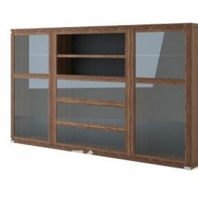 3д модель офисного шкафа для документов со стеклянной дверью