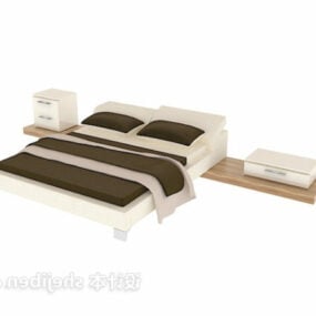 Modern Double Bed Set 3d model