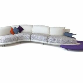 3д модель углового дивана гладкой формы