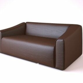 Smooth Edge Leather Sofa 3d model