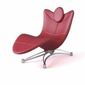 เก้าอี้ผู้เอนกาย หนังสีแดง แบบ 3 มิติ