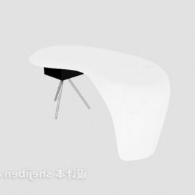 Білий офісний стіл із вигнутим верхом 3d модель
