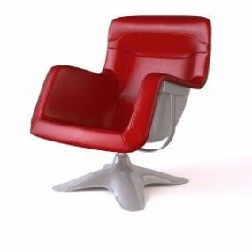 เก้าอี้ร้านทำผมหนังสีแดงแบบ 3 มิติ