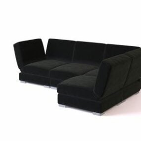 Чорний тканинний диван Г-подібна 3d модель
