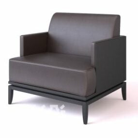 Dark Brown Leather Armchair 3d model
