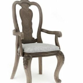 صندلی راحتی چوبی کلاسیک آسیایی مدل سه بعدی