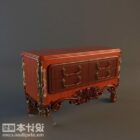Rode houten dressoir oude stijl