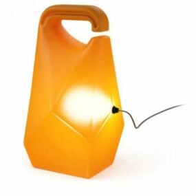 Lámpara de pie con pantalla naranja y bombilla modelo 3d