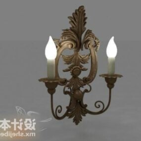 Antique Brass Candle Lamp Fixture 3d model