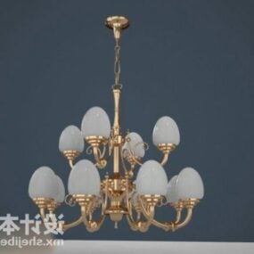 Antique Brass Chandelier Lamp Fixture 3d model