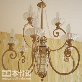 European Brass Ceiling Lamp Fixture 3d model