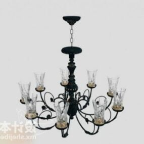 European Black Chandelier Lamp Fixture 3d μοντέλο