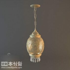 Golden Carving Shade Ceiling Lamp 3d model