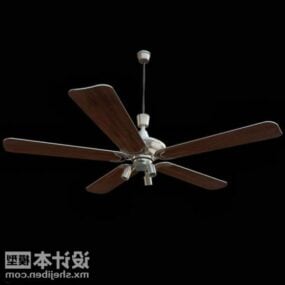 Wooden Ceiling Fan With Lamp 3d model