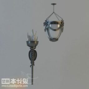 Pendant Lamp And Floor Lamp Fixture 3d model