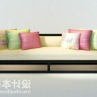 Modernes beiges Sofa mit buntem Kissen