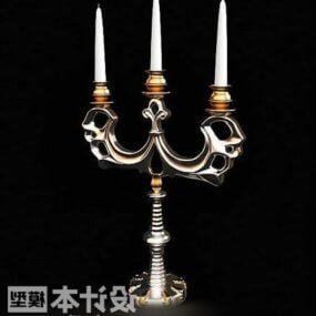 Three Candles Lamp Antique Base 3d model