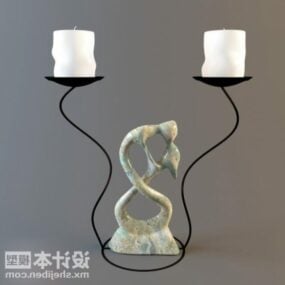 台灯蜡烛与抽象雕像3d模型