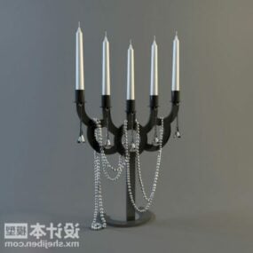 Lampe à bougies sculptées noires modèle 3D