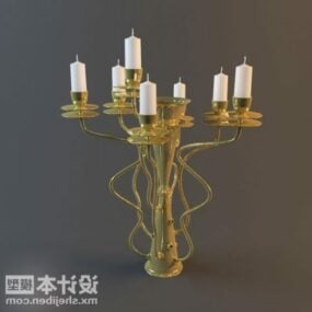 Stearinlys Lampe Træformet base 3d model