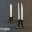 Candles Lamp Black Iron Base