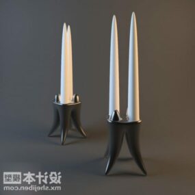 Lâmpada de velas com base de ferro preto Modelo 3D
