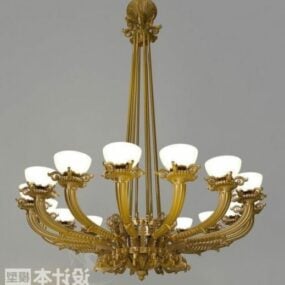 Luxurious Chandelier Brass Color 3d model