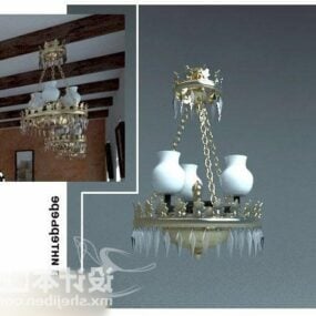 Chandelier Lamp Brass Material 3d model