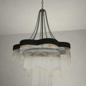 Beautiful Retro Chandelier With Shades 3d model