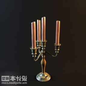 Antique Candles Lamp Brass Base 3d model
