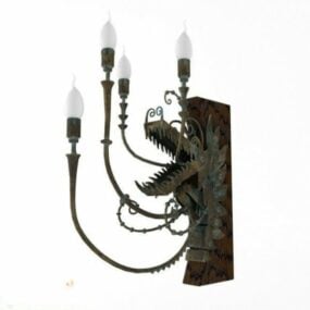 Wall Candles Lamp Carved Style 3d model