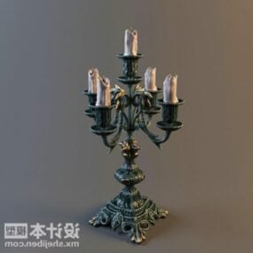 Candles Lamp Carving Base 3d model