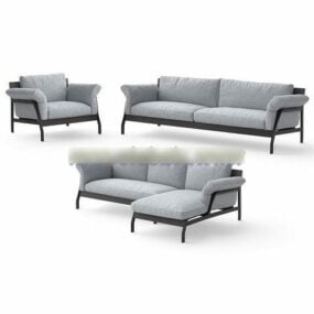 Grey Fabric Block Armchair 3d model