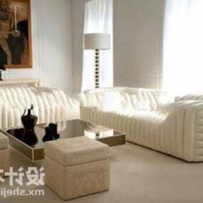 Conjunto de sofás blanco con patrón despojado modelo 3d