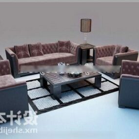 Conjunto de sofá estilo Chesterfield modelo 3d