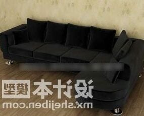 L Sofa Black Velvet model 3d