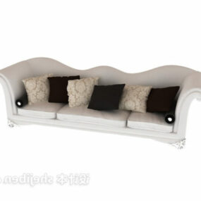 Sofa Putih Dengan Model 3d Kusyen