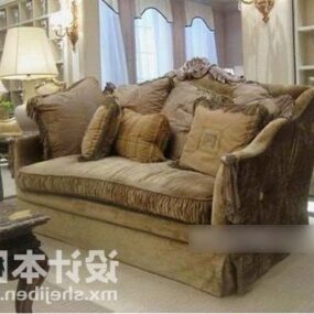 Sofa Upholsteri Vintaj Dengan Model 3d Kusyen