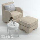 Fabric Sofa With Stool And Table