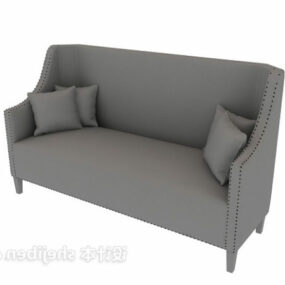 Soffa hög rygg grå färg 3d-modell