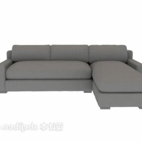 Modelo 3d de sofá secional em tecido cinza