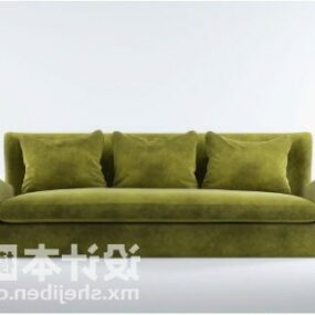 Sofa Fabrik Hijau Dengan Model 3d Kusyen