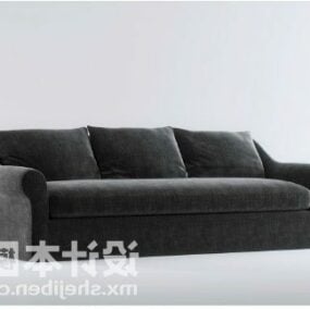 Mẫu ghế sofa bọc da màu đen 3d