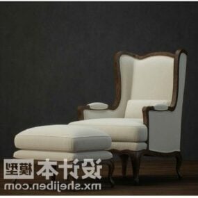 Elegant Armchair With Ottoman 3d model